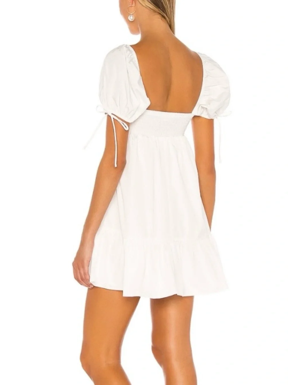 Amanda Uprichard | White Puff Sleeve Sicily Babydoll Mini Dress ~ XS